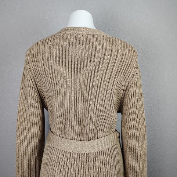 Max Mara Arold Cashmere Blend Lurex Fringe Belted Cardigan Size Large - Picture 9 of 12